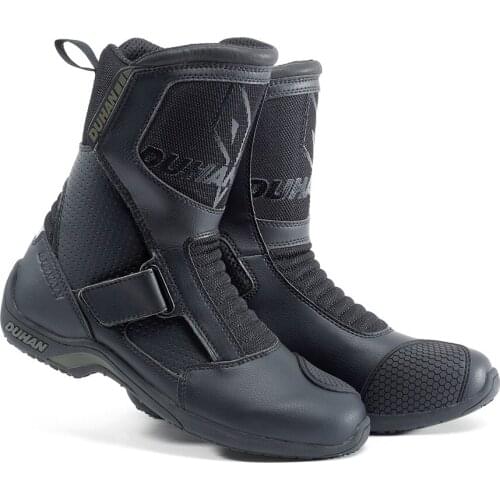 Men Motorcycle Middle Boots Superfine Fiber Motorcycle Road Racing Shoe Moto Motocross Boots Bota Motociclista Black