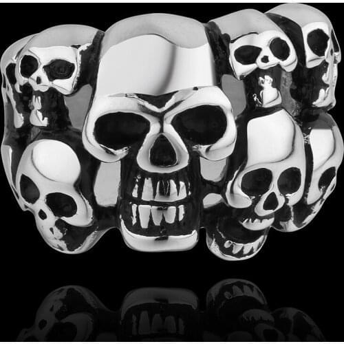 Men Punk Stainless Steel high quality Biker ring Punk Lots of Skull Ring Fashion Jewelry