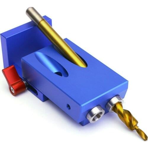 Aluminum Pocket Hole Jig Kit Wood Hole Saw 9.5mm Step Drill Bits 150mm PH2 Screwdriver Bit with Pocket Plugs Screws