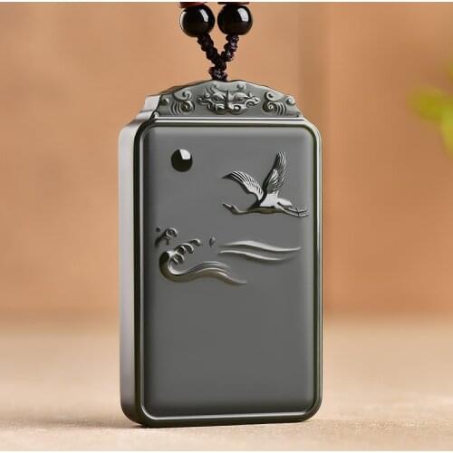 Natural A hetian jade carving safe luck black green jade jade pendant unique design jadeite jade necklace men jewelry