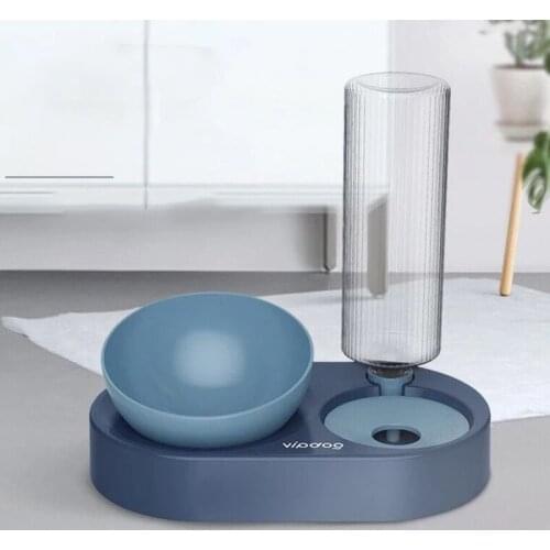 New 2-in-1 Cat Bowl Food Water Feeder Pet Drinking Dish Dog Bowl With Raised Stand Pet Supplies Food Container Pet Waterer