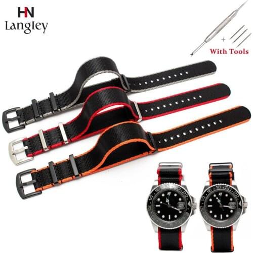 New High Density Nylon Canvas Strap 20mm 22mm Striped Fashion Replacement Watch Band Nylon Watchband Steel Buckle Top Quality