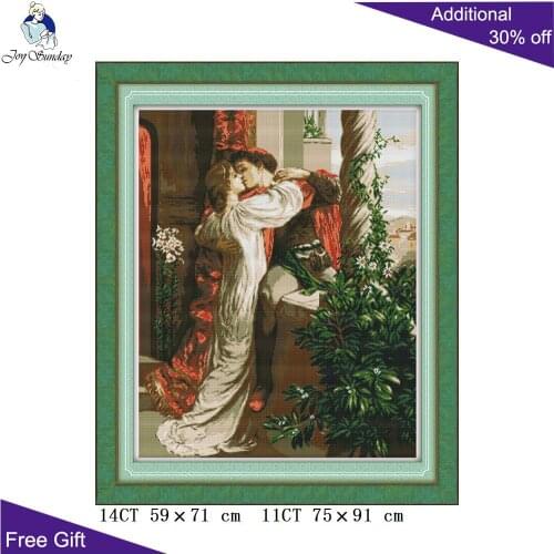 Joy Sunday Romantic Date Handcraft Home Decoration R865 14CT 11CT Counted and Stamped Romeo Juliet Needlework Cross Stitch kits