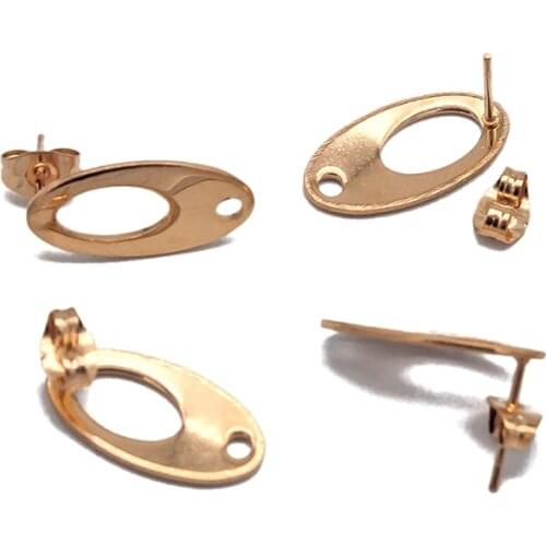 10pcs/lot Stainless Steel Gold Teardrop Stud Earring Frame Connector Geometric Water Drop Diy Jewelry Making Findings Women Gift