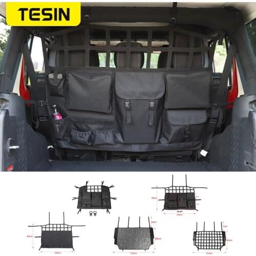 TESIN Stowing Tidying for Jeep Wrangler JK JL Car Trunk Pet Isolation Net Storage Bag Accessories for Jeep Wrangler 2007-2019