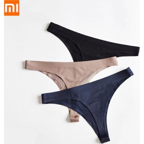 1pcs Xiaomi Women Underwear Sexy Seamless Sports Panty Female T-back Solid Soft G-string Thong For Woman Underwear Ice Silk New