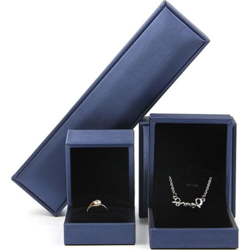 Royal Blue Brushed Leather Jewelry Packaging Box Proposal Ring Gift Box Pendant Necklace Gift Box Bracelet Collection Box