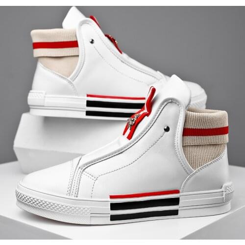 Spring Autumn Fashion White High-Top Flat Bee Shoes Men Comfortable Sock Slip-On Bee Sneakers Men Shoes Casual zapatos de hombre