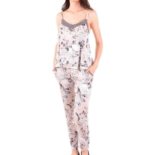 Nicoletta Ecru Women Pajamas set Hanging Rope Pocket Viscose