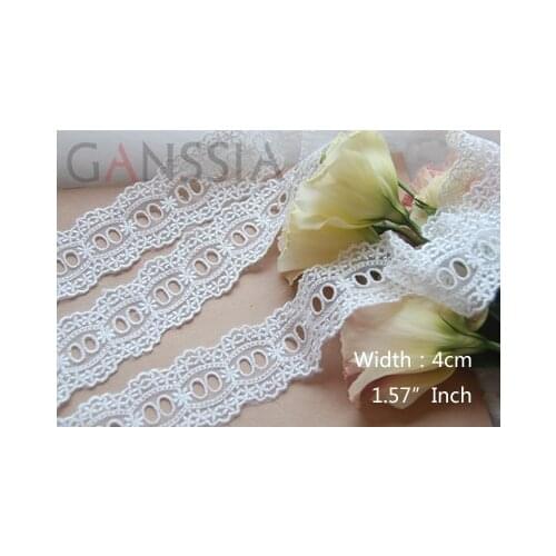 1YARD Width:4cm Flower Quality Cotton Lace Trim Ivory White For DIY Embroidered Ribbon/Skirt Accessories/Gift Packaging(SS-2230)
