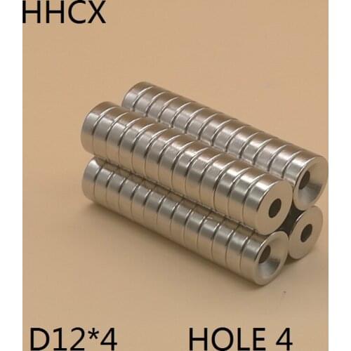 10 20 50 100pcs/lot Disk magnet 12x4 Hole 4 N35 Strong D Countersunk NdFeB magnet 12*4 Permanent magnet for speaker