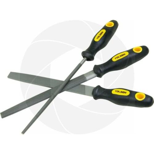 3pcs Carbon Steel Rasp File Set Grinder Half Round Flat Metal Work Rubber Handle