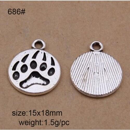 50pcs 15x18mm Tibetan Silver Plated The Bear Footprints Charms Pendants For DIY Bracelet Necklace Jewelry Making