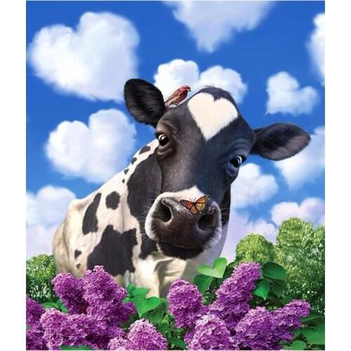 5D DIY Diamond Painting "Cow &Butterfly &Bird " Embroidery Full Round Diamond Cross Stitch Rhinestone Mosaic Painting Decor