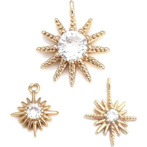 38451)10PCS 10x13MM 24K Gold Color Brass and Zircon Star Charms Pendants High Quality Jewelry Making Supplies Diy Accessories