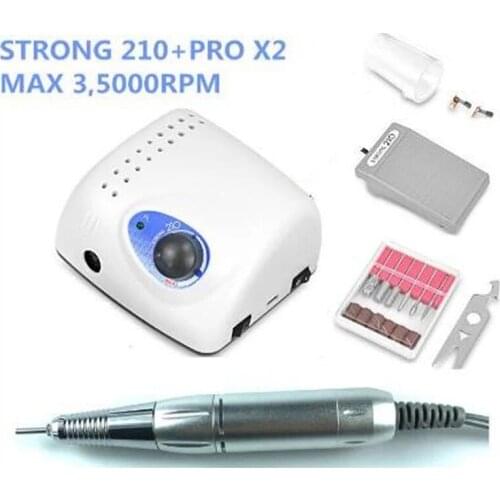2019 NEW STRONG 210 control box 35000rpm Handpiece PRO X2 65W Nail Drills Manicure Machine Pedicure Electric File Bits