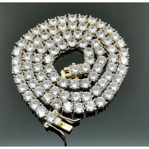 5MM Iced Out Bling AAA Zircon 1 Row Tennis Chain Necklace Men Hip hop Jewelry dropshipping