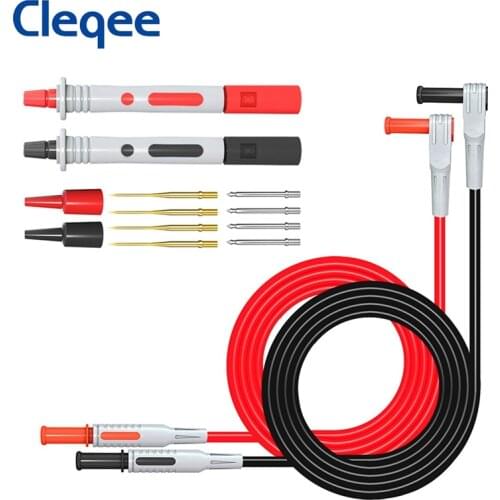 Cleqee P1300A Probes for multimeter Replaceable gilded Multimeter probe Test Lead kits 4mm Banana Plug safety cap test probe