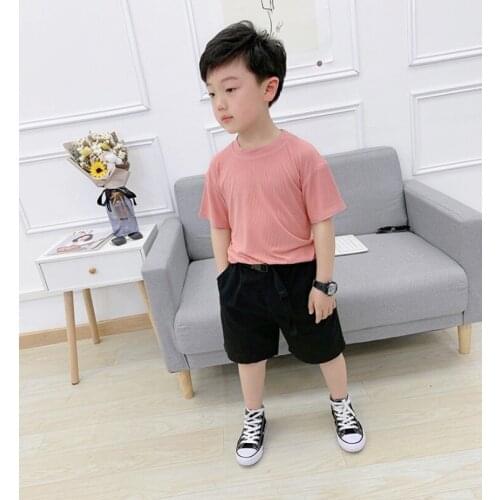 Boys Summer Candy Color T Shirt +Shorts 2Pcs Clothing Set Kids School Uniforms Gentleman Outdoor TrackSuit Children Beach Dress