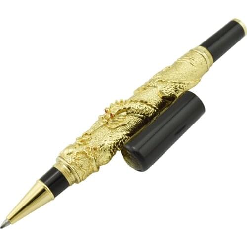 Jinhao Metal Vintage Rollerball Pen with Ink Refill, Oriental Dragon Series Heavy Pen Golden Noble Collection Gift Pen