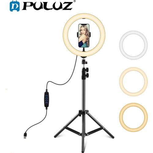 PULUZ 10.2 inch 26cm LED Ring Light with Light Stand Vlogging Video Light with 1.1m Tripod For YouTube Blogger Video Shooting