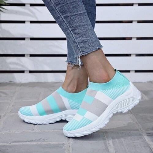 Fashion Women Sneakers Vulcanized Shoes Casual Stripes Color Matching Breathable Mesh Outdoor Walking Shoes platform shoes