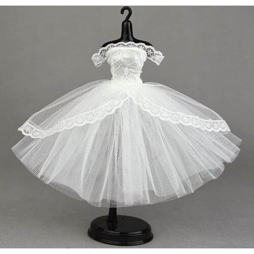 Pure White Lace Princess Dress for Blythe Doll Outfits Clothing Party Gown for Barbie Doll Clothes Accessories Toys