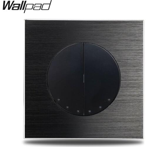 L6 Wallpad 2 Gang Reset Momentary Wall Switch For Blind Roller Black Brushed Aluminum Satin Plate