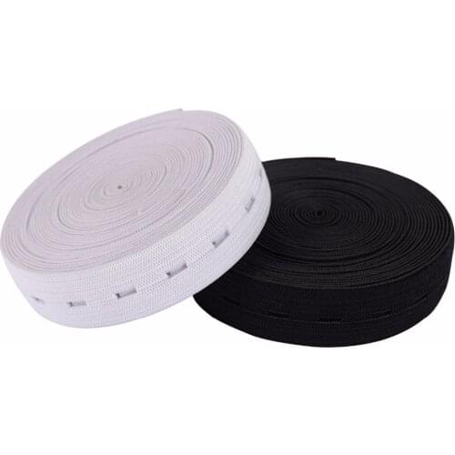 5 meters White and Black Sewing Knit Buttonhole Flat Elastic Bands 15mm SJD07