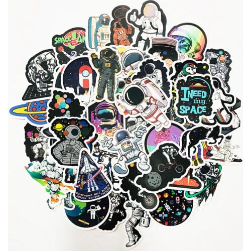 Stickers Astronaut Space Station Cartoon Stickers Lunar Rocket Universe Trolley Case Computer Doodle Stickers 50pcs MTZ007-67