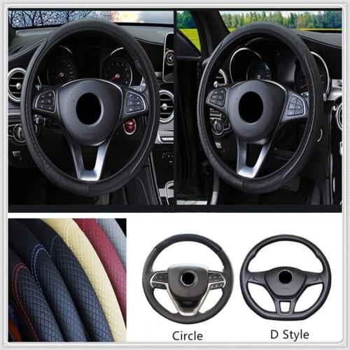 O Circle Leather Car Steering wheel Cover Anti-Slip Auto for Hyundai HND3 Veloster i10 LPI 30blue R cee d ix Tucson IX35
