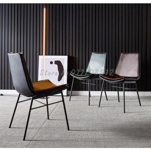 Dining chair home Nordic industrial style chair designer iron makeup stool desk back Italian light luxury dining table and chair