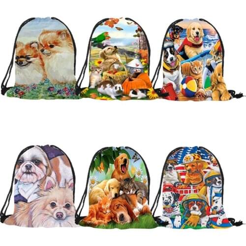 Unisex Backpack Cute Bomi Labrador Golden Retriever Dog Print Casual Practical Drawstring Backpacks for Sports Shopping Travel
