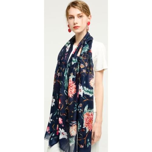 2019 New Winter Cotton Flower Print Fringe Scarf Shawls Long Trendy Soft Floral Print Wrap Scarves Hijab 6 Color Free Shipping