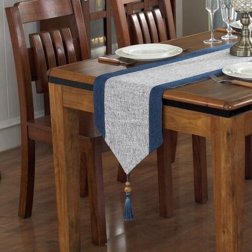 Cotton and hemp pure color table flag European Mediterranean Style table runner Modern style Neoclassical tea table towels flag