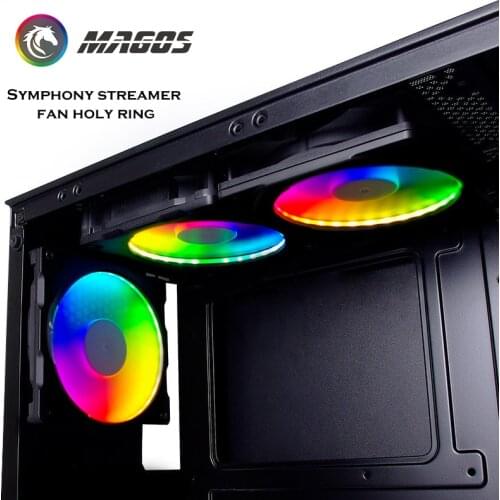 PHANTEKS RGB Fan Frame Halos, Used For 12cm/14cm Computer Case Fan, LED Fan Aperture Cover, 5V 3Pin RGB M/B SYNC