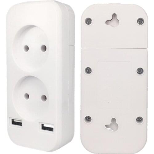 USB Extension EU Plug Power Strip Wall Multiple Socket Portable 2 USB Port for Phones 1200W 250V for Smartphones Tablets