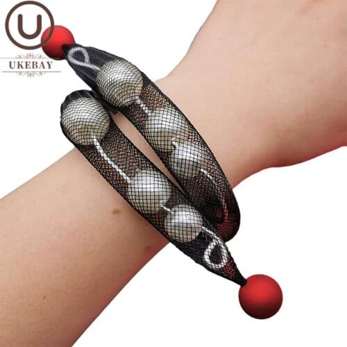 UKEBAY New Mesh Pearl Jewelry For Women Mesh Bracelets Pearl Bangles Simple Adjustable Chain Charm Handmade Bracelet Goth Bangle