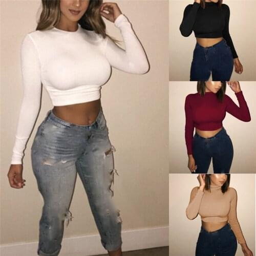 2020 New Summer Crop Tops Skinny Solid Basic Casual Tee Tops Sexy Fashion Womens Solid Color Bandage Clubwear
