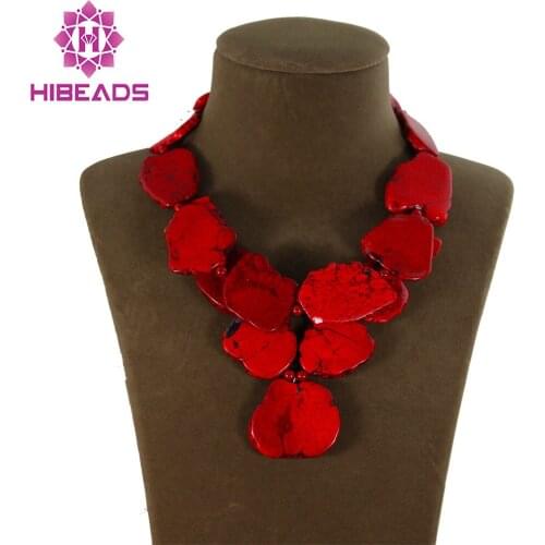 Splendid Chunky Red Stone Necklace Irregular Natural Stone Slice Fashion Jewelry 8 Colors Free Shipping TN111
