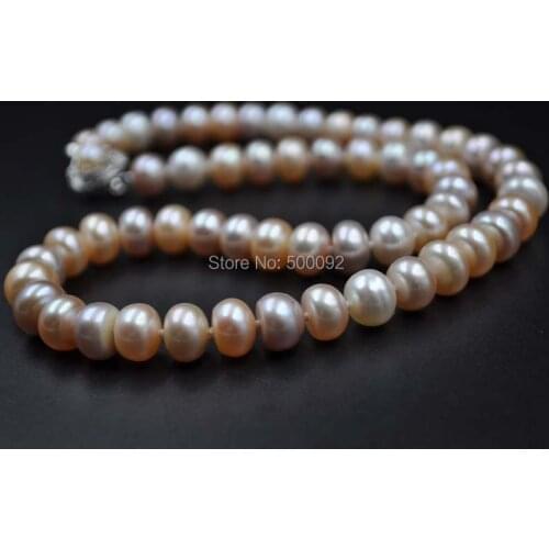 Stunning 9mm natural multicolor freshwater pearl necklace free shipping