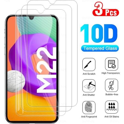 3pcs Tempered Protective Glass For Samsung M 22 11 51 10 HD Full Cover Screen Protection Glasses Samsung M 30 31 21 S Film