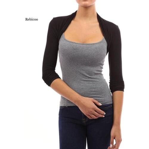 Womens Short Cardigan Tops Casual Fashion Long Sleeve Stretchy Slim Open Stitch Cardigans Shrugs Coat Autumn New