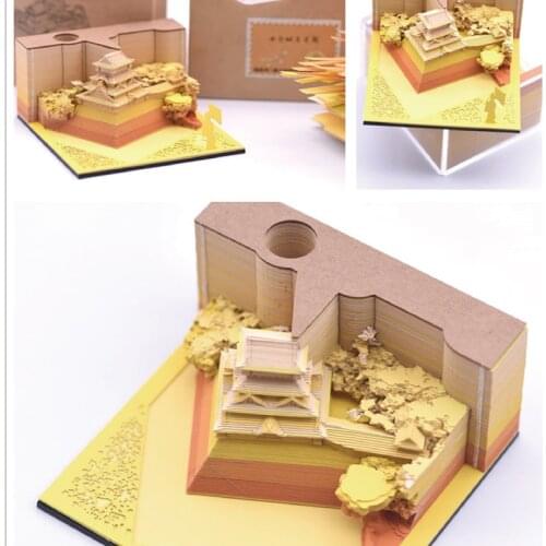 2021 New Omoshiroi Block 3D Note Paper Construction Paper Sculpture Model Memo Note Pad Sticker Paper Card Craft Art