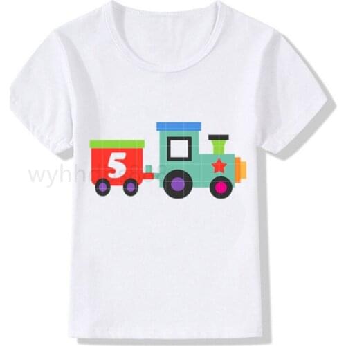 2021 TRAIN Birthday Shirt Birthday T-Shirt Birthday Children Top Tee Party Shirt CAR Gift Fashion Baby Boy Clothes