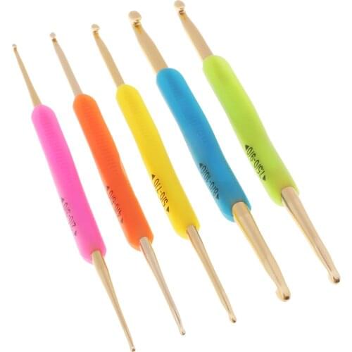 5Pcs Aluminum Weave Craft Crochet Hook Needles Set - Knitting Needles - Dual