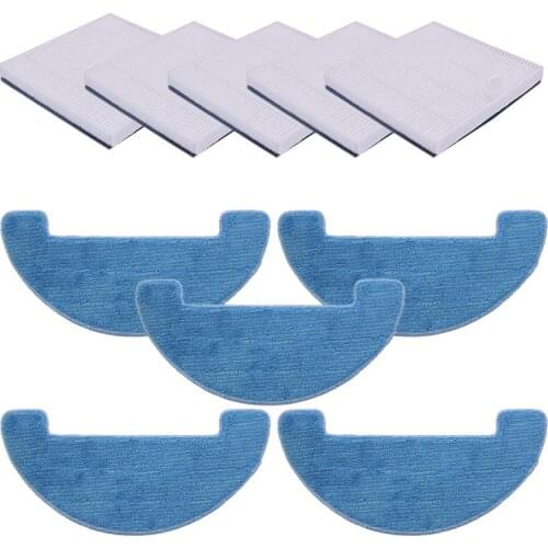 5 pieces mop +5 pieces HEPA for ilife V80 V8S X800 robot vacuum cleaner accessories