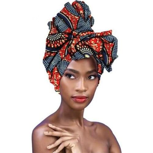 African Dresses for Women Headband Double Printed Scarf Headtie Africa Clothing Towel Dashiki Costumes 90X110CM