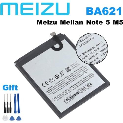 Meizu 100% Original BA621 4000mAh New Battery For Meizu Meilan Note 5 M5 Note5 Mobile Phone High Quality Battery+Tracking Number