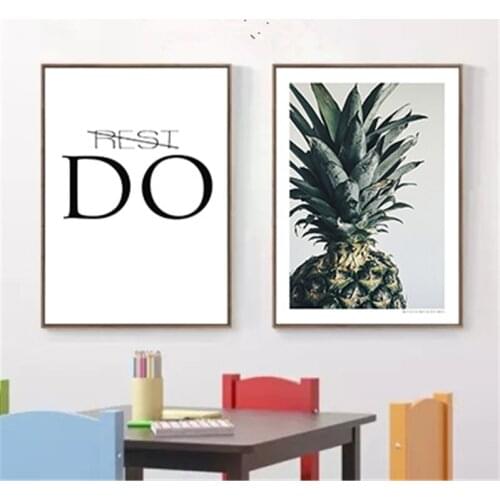 Pineapple Home Decor Nordic Canvas Painting Wall Art Letter Poster Quote Print Bedroom Modern Fresh Home Minimalist Art Picture
